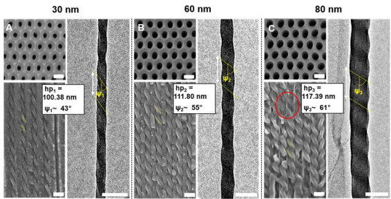 Electron Microscopy Pictures of Manufactured Helical Nanostructures